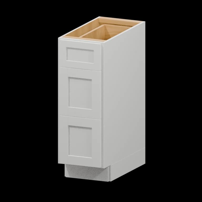 Fairview 12-in Three-Drawer Base Cabinet in White