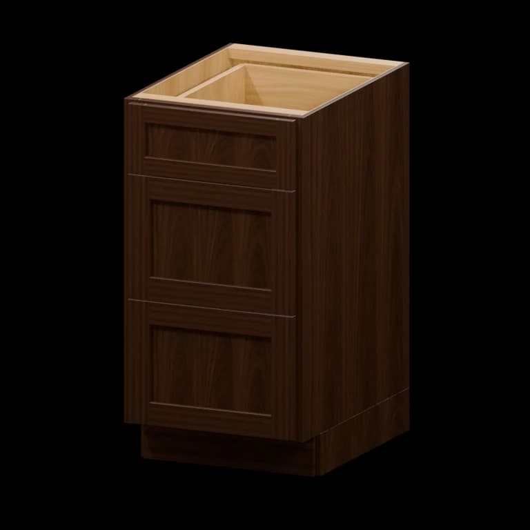 Fairview 18-in Three-Drawer Base Cabinet (3DB18) in Espresso
