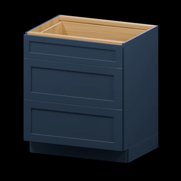 Centerville 30-in Three-Drawer Base Cabinet (3DB30) in Navy Blue