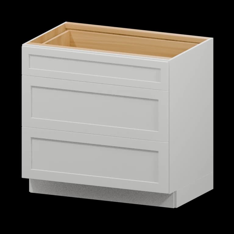 Kingston 36-in Three-Drawer Base Cabinet (3DB36) in White