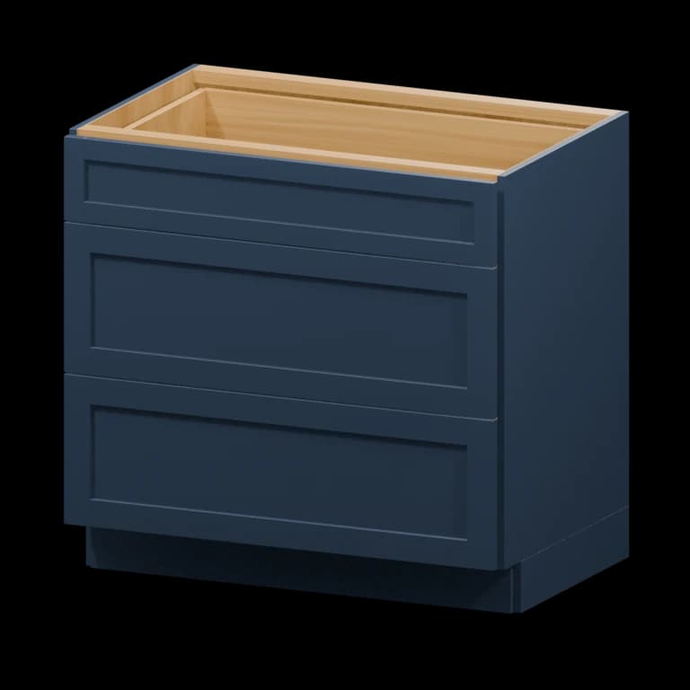 Centerville 36-in Three-Drawer Base Cabinet (3DB36) in Navy Blue