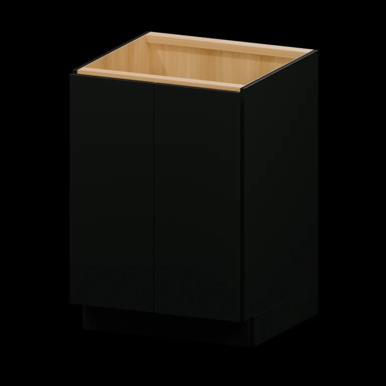 Burlington 24-in Full-Height Door Base Cabinet in High Gloss Black
