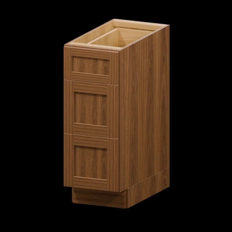 Kingston 12-in Accessible-Height Three-Drawer Base Cabinet (HA3DB12) in Walnut
