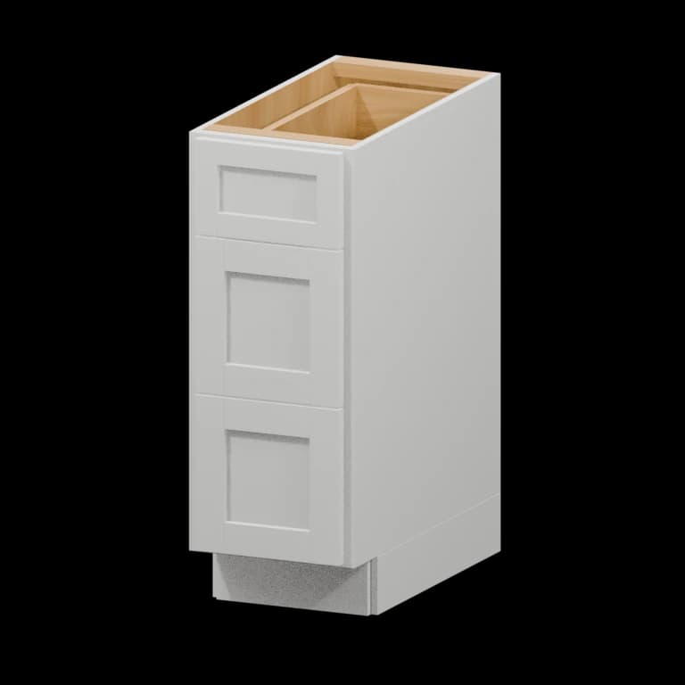 Fairview 12-in Accessible-Height Three-Drawer Base Cabinet in White