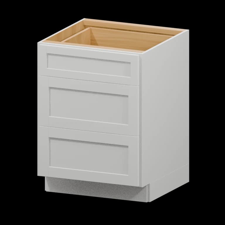Fairview 24-in Accessible-Height Three-Drawer Base Cabinet in White