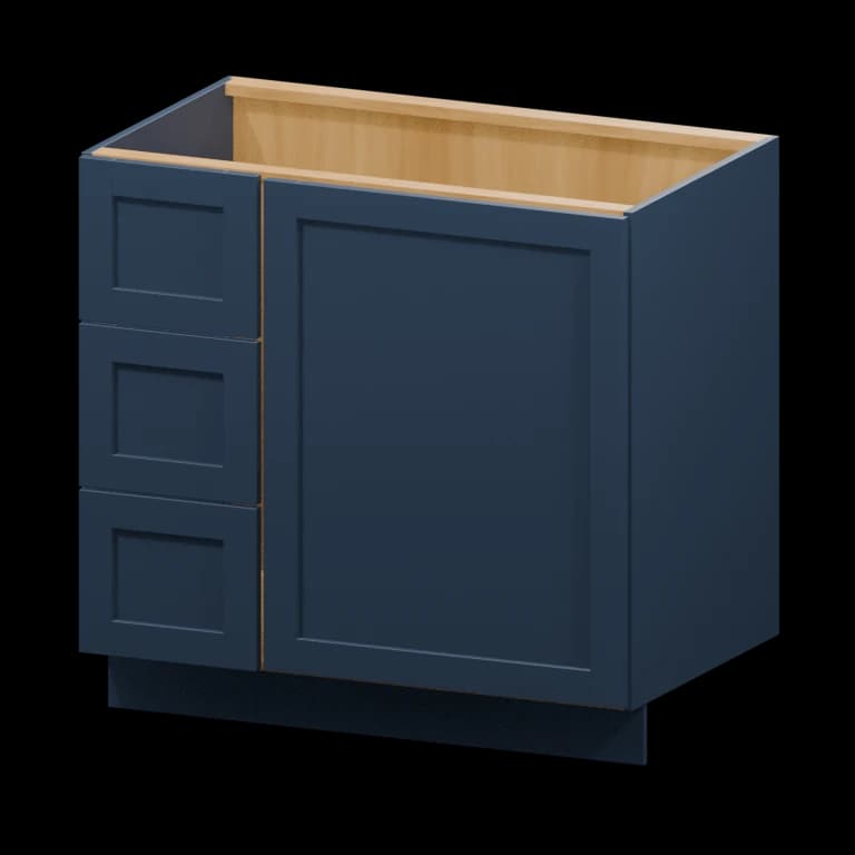 Centerville 36-in Left-Hand Blind Corner Vanity Cabinet (VCDL36BH) in Navy Blue