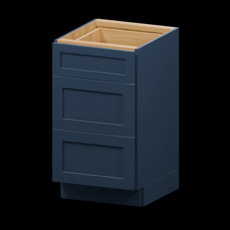 Centerville 18-in Three-Drawer Vanity Base Cabinet (VDB18VH) in Navy Blue