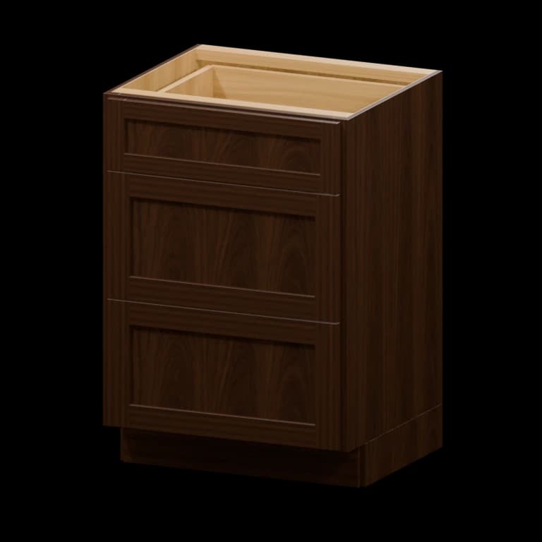 Fairview 24-in Three-Drawer Vanity Base Cabinet (VDB24) in Espresso